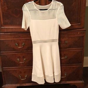 White knit dress with mesh details